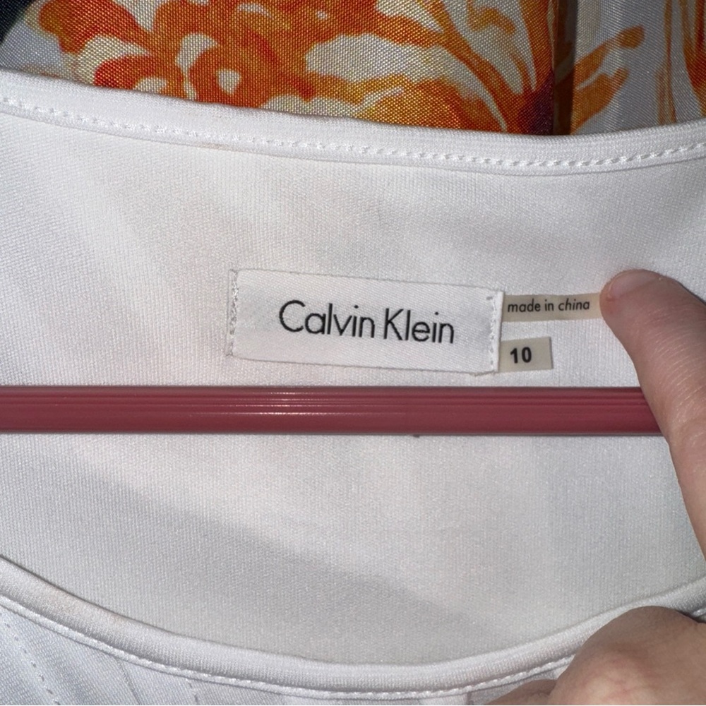 Calvin Klein Woman’s White Geometrical Dress NWT - Picture 5 of 7